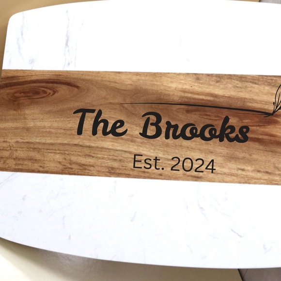 Personalized | Laser Engraved Marble and Wood Cutting & Serving Board - Picture 2 of 5